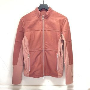 ANATOMIE Blush Pink Fully Lined  Zipped Up Leather Moto Jacket